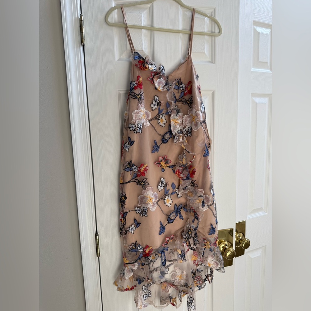Floral Embroidered High Low Dress